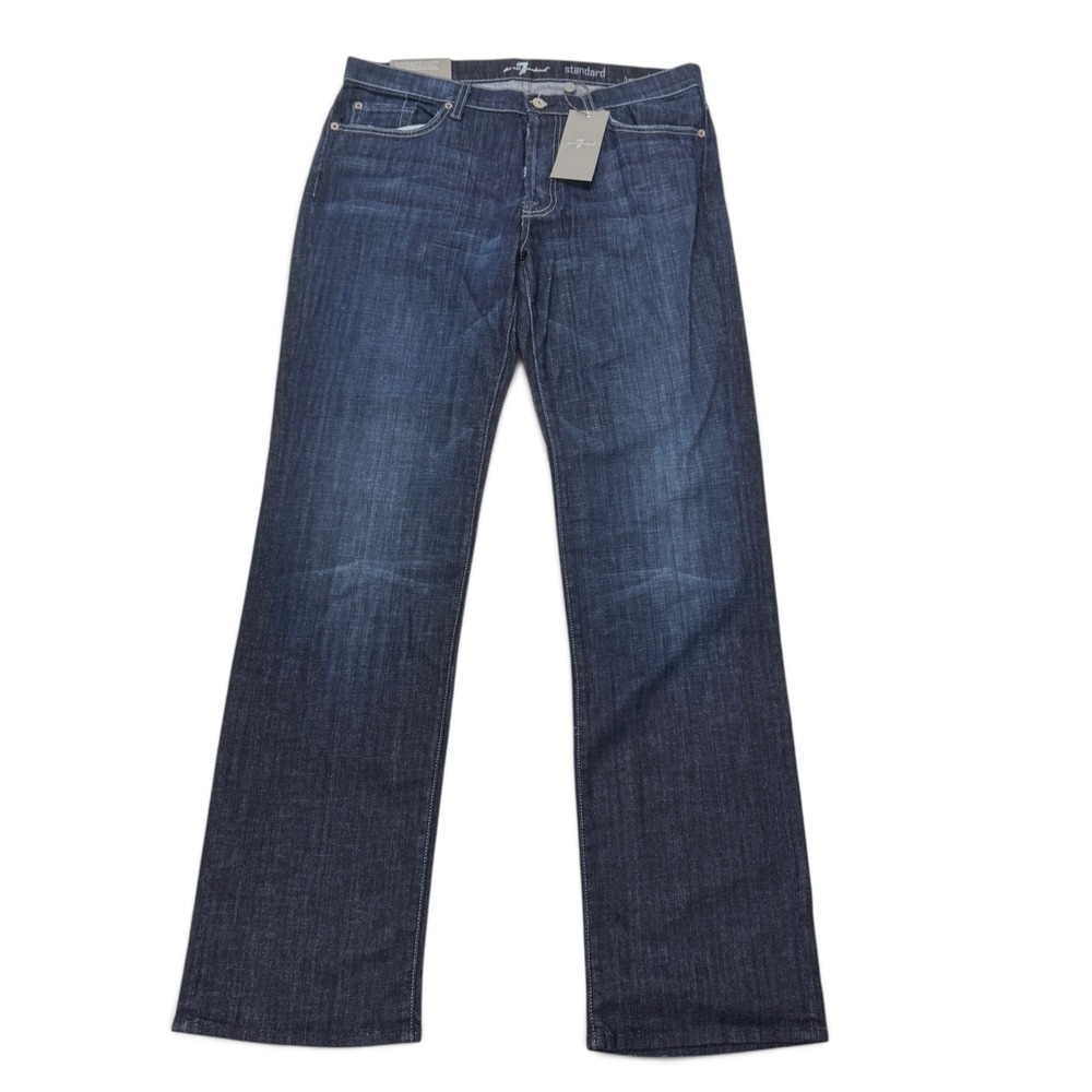 7 For All Mankind Mens Standard Straight Leg Jeans Dark Wash 34 x 34 NWT USA